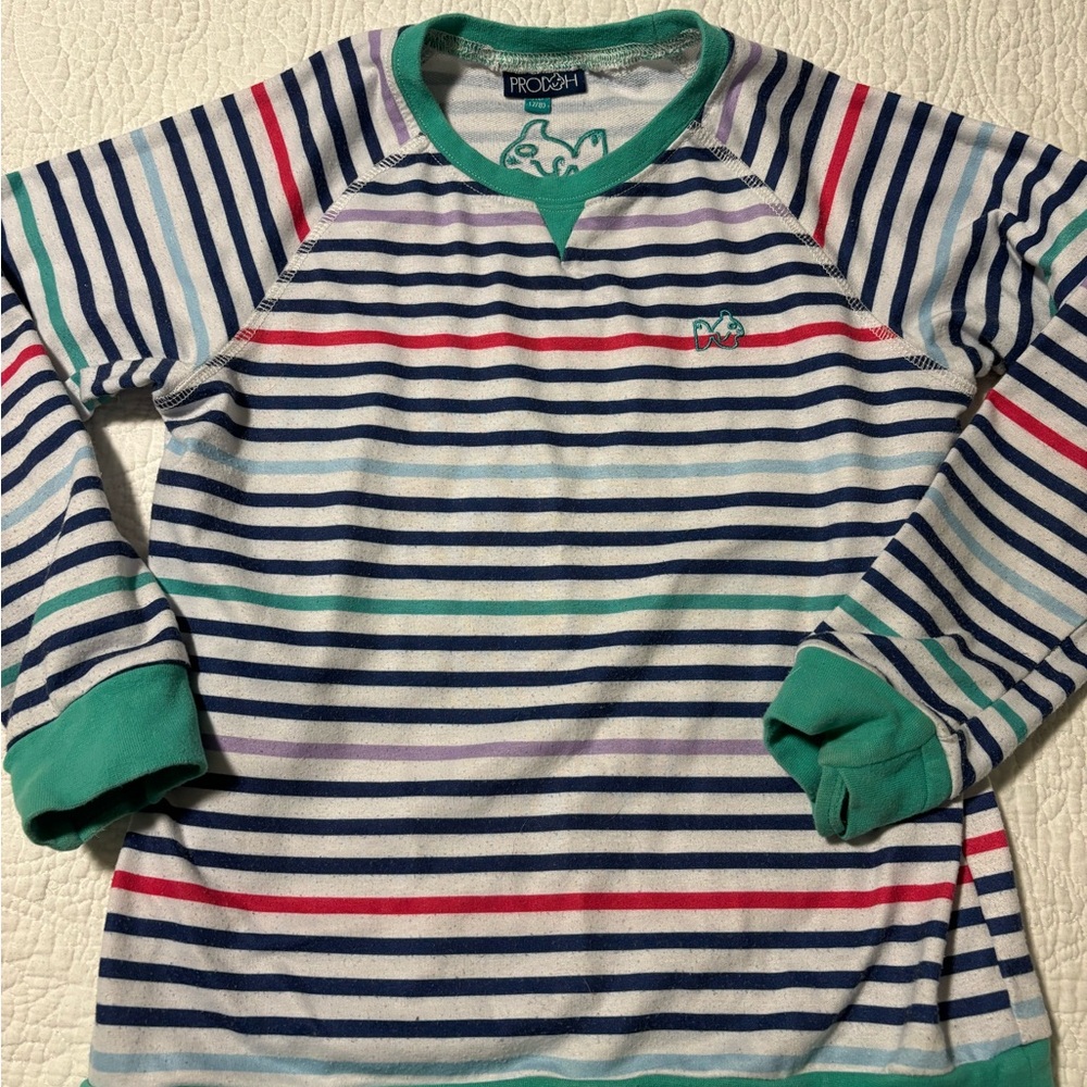 Prodoh girls Long Sleeve sweatshirt with Raglan Sleeves. Pink blue green. GUC